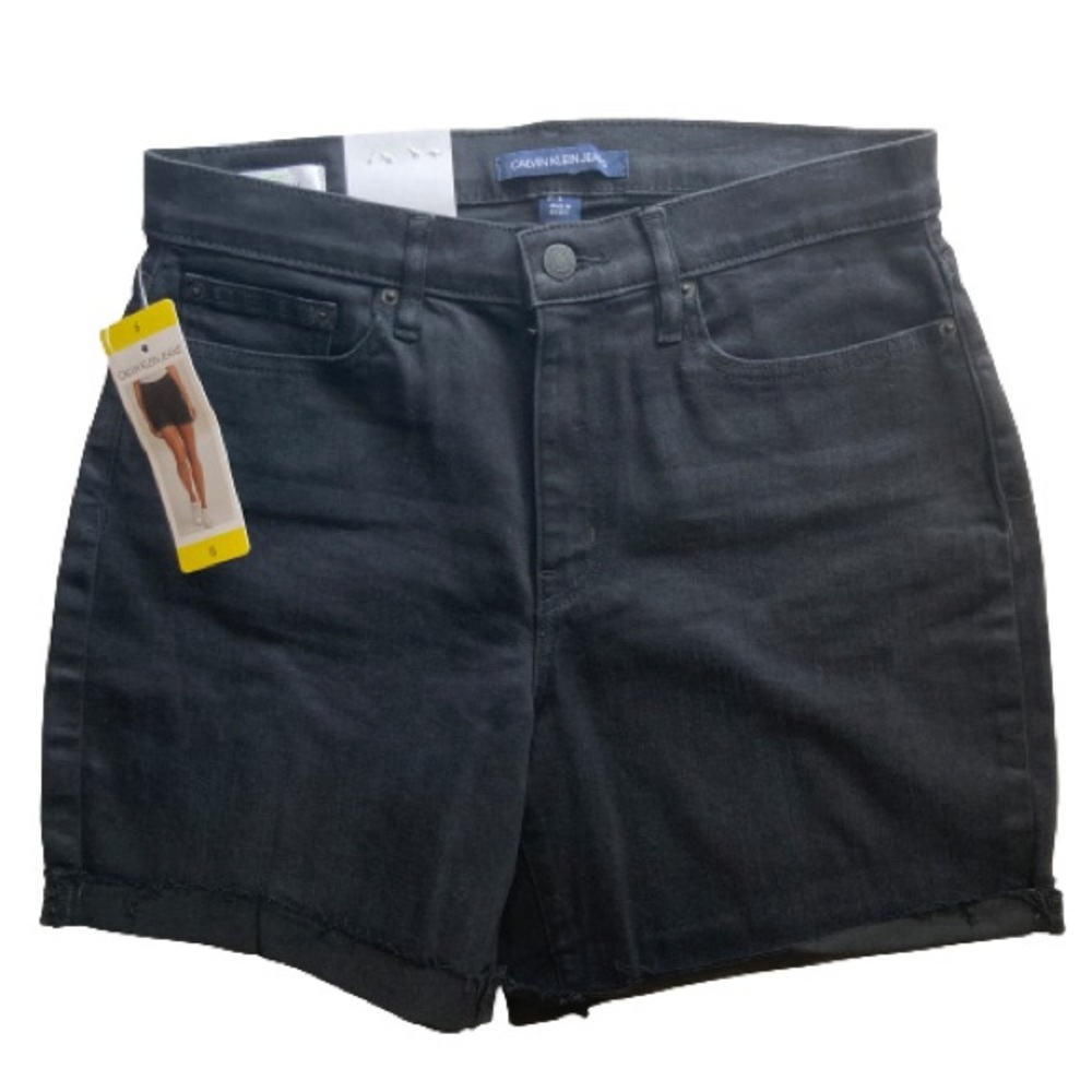 Calvin Klein High Rise Black Jean Shorts Womens Size 6 NWT